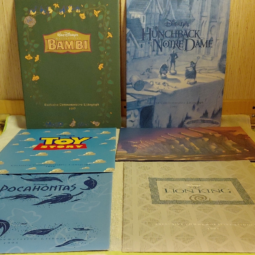 Disney's Exclusive Commemorative Lithograph Set Of 6, 1995-1997, Ready To Frame